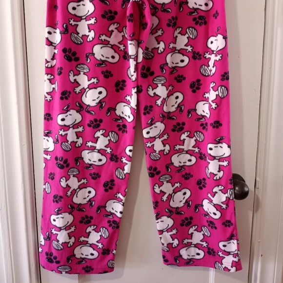 Snoopy Peanuts Fleece Pink Pajama Pants Women's Size Medium 8/10 - Picture 6 of 9